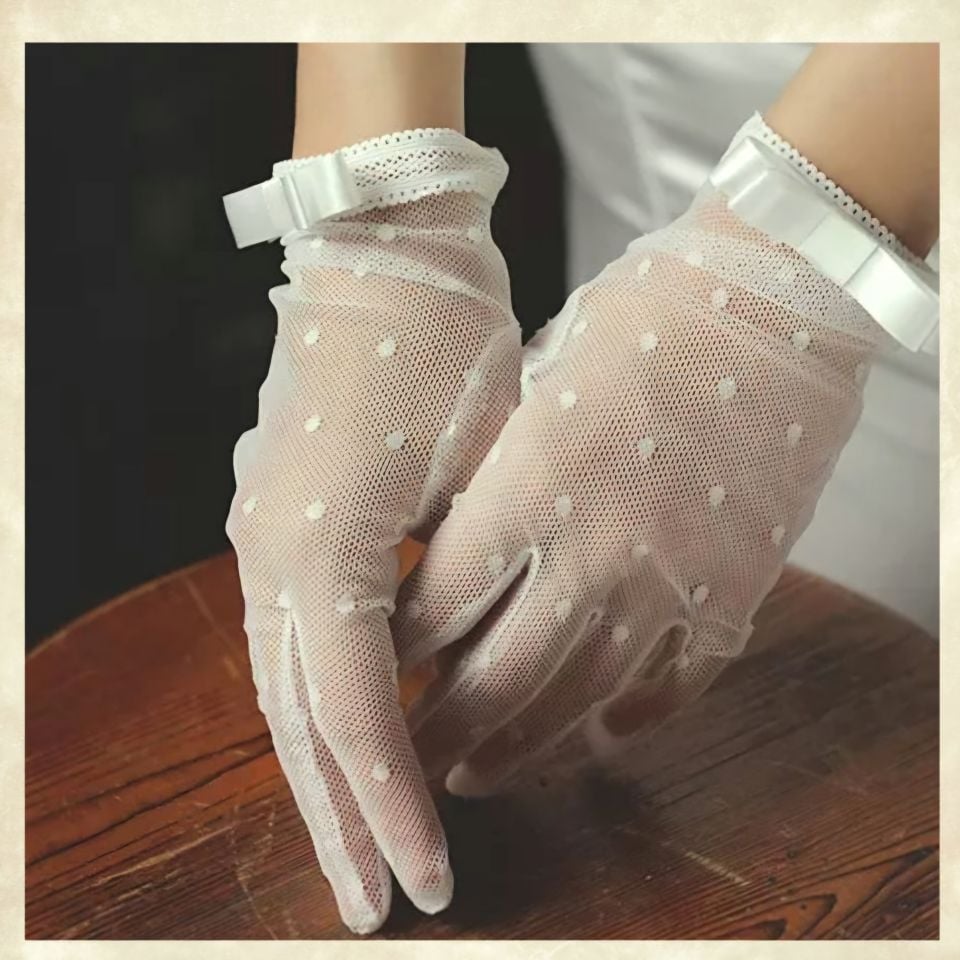 Barones Beyaz Biyeli Dantel Eldiven