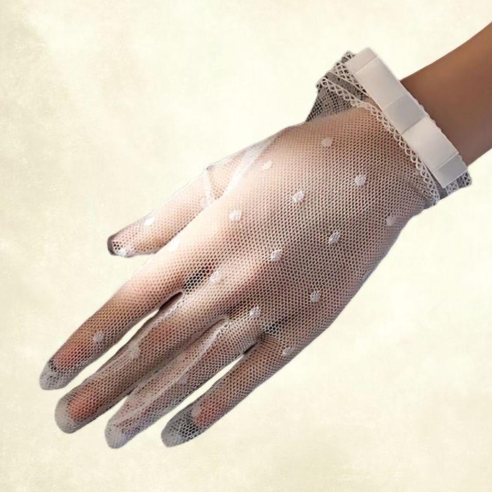 Barones Beyaz Renk Biyeli Dantel Eldiven