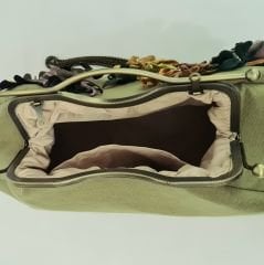 Antik Yeşil Renk Kumaş  Tasarım  Çanta