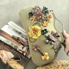 Antik Yeşil Renk Kumaş  Tasarım  Çanta