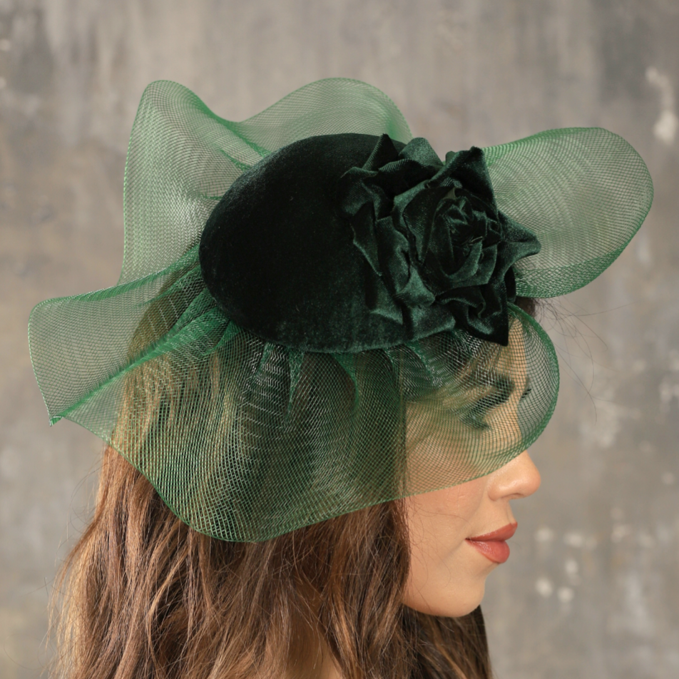 Rose Yeşil Renk Volanlı Vualet Şapka