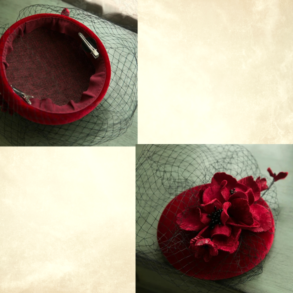 Holly Şarap Bordo Renk  Vualet Şapka