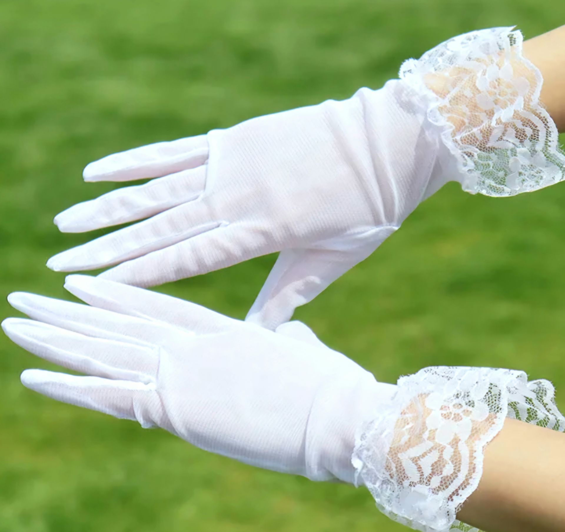 Leydi Beyaz  Organze Eldiven