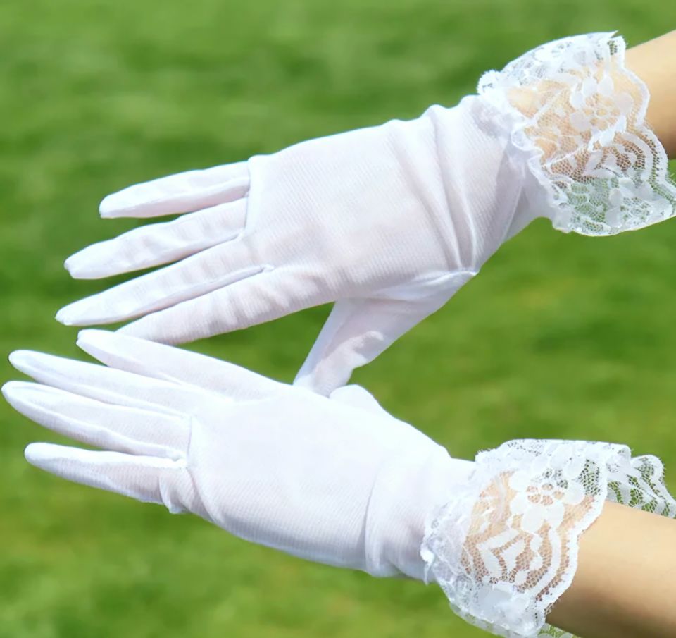 Leydi Beyaz Organze Eldiven