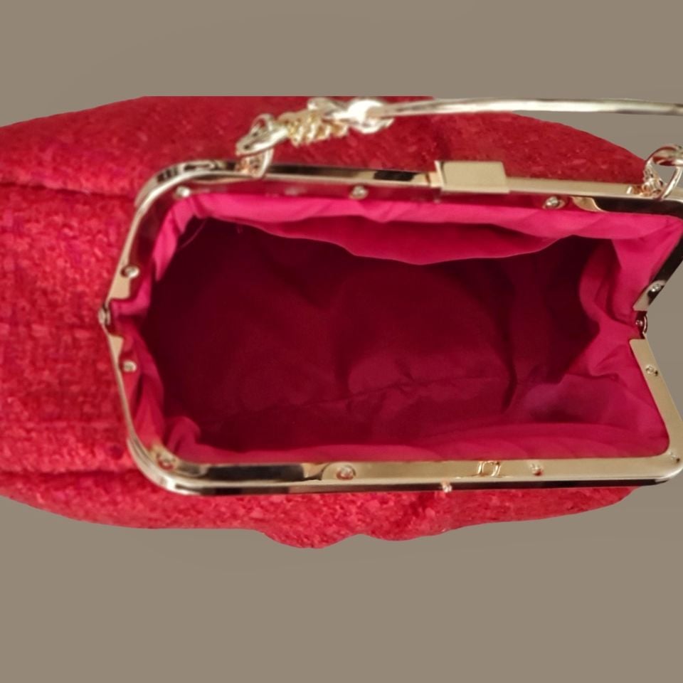 Sardunya Model Koyu  Kırmızı Renk Kumaş Tasarım Çanta