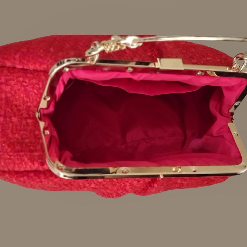 Sardunya Model Koyu  Kırmızı Renk Kumaş Tasarım Çanta