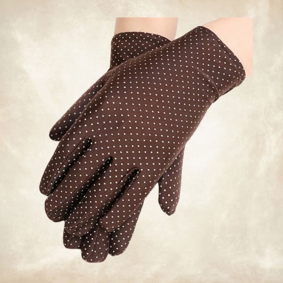 Opera Kahverengi Puantiyeli Saten Eldiven