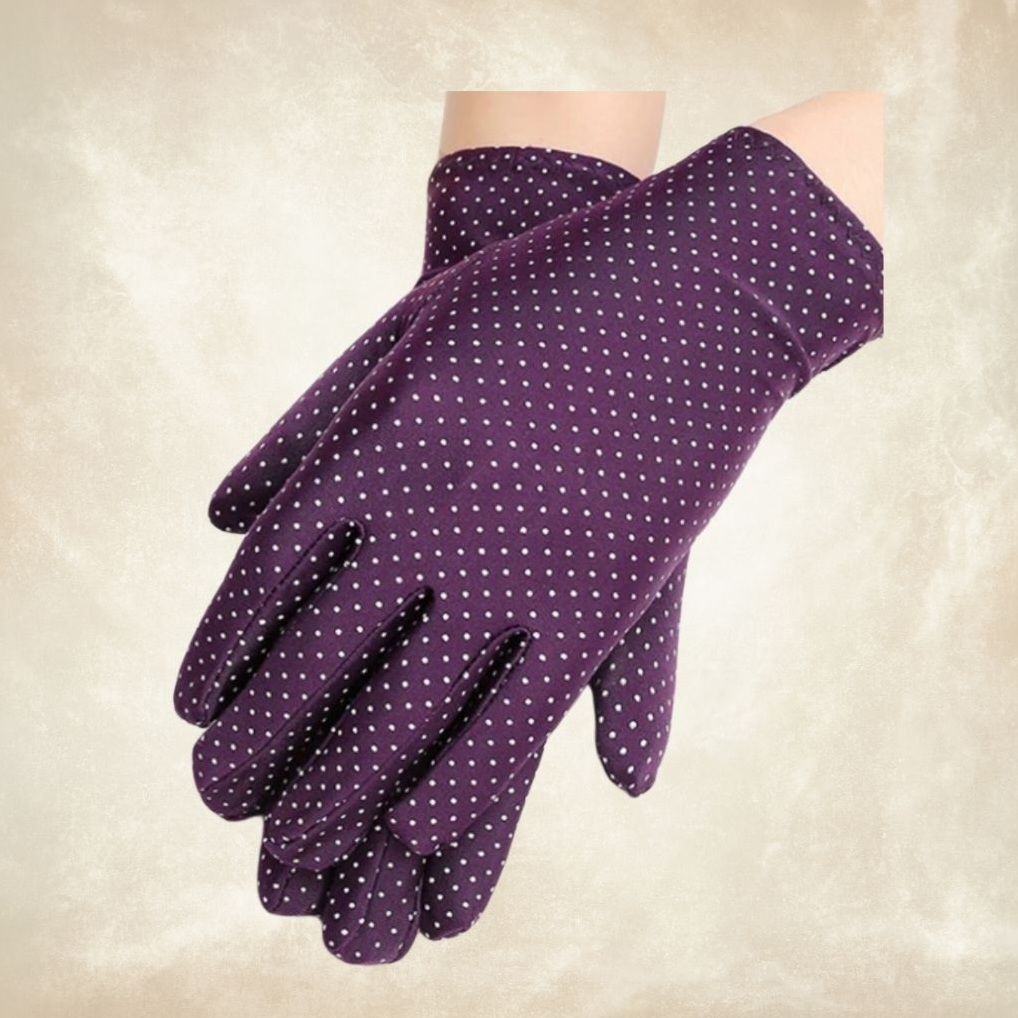 Opera Mor Renk Puantiyeli Saten  Eldiven