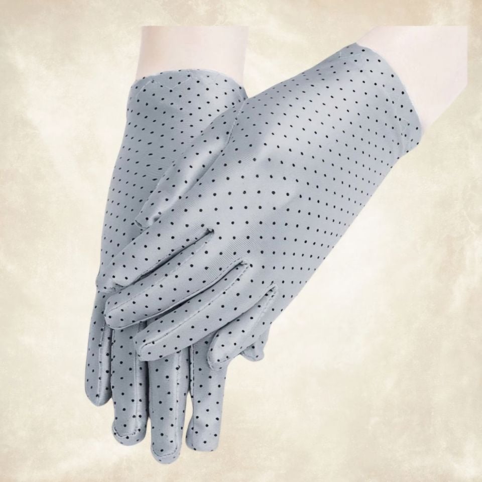 Opera Açık Gri Puantiyeli Saten Eldiven