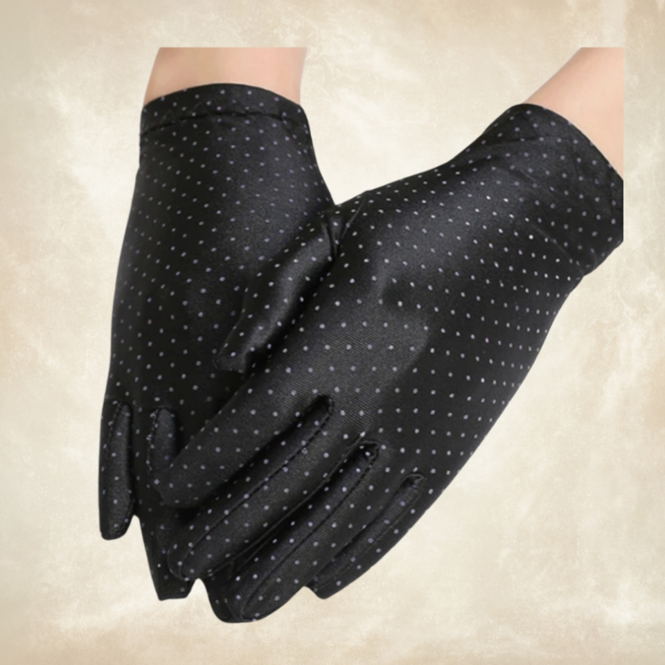 Opera Siyah Puantiyeli Saten Eldiven