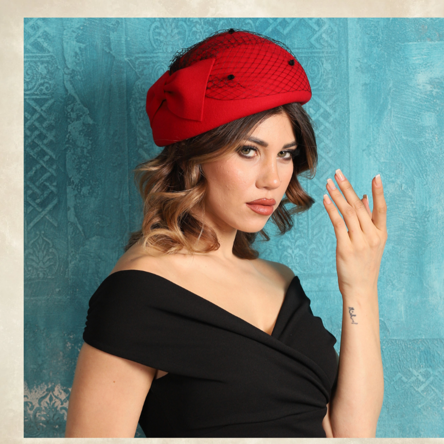 Pam Kırmızı Renk  Kafes Model Şapka
