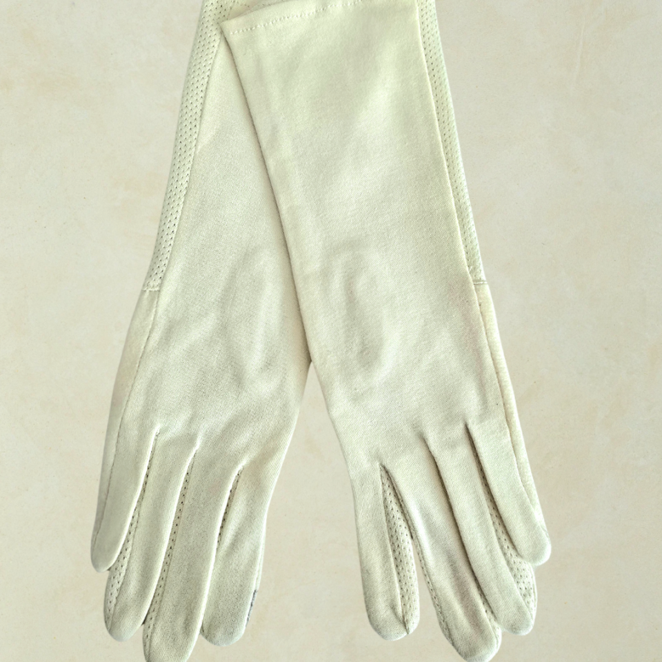 Krem Bilek Boy Üstü Pamuklu Kumaş Sürüş Eldiveni