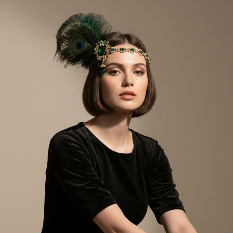 Venüs Yeşil Renk 1920s Saç Aksesuarı