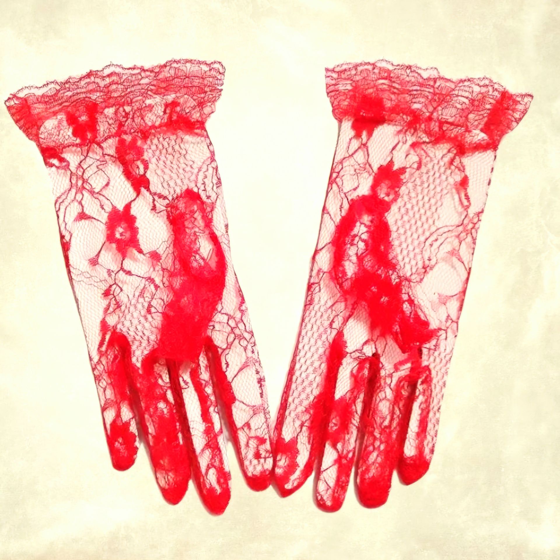 Barones Kırmızı Dantel Eldiven