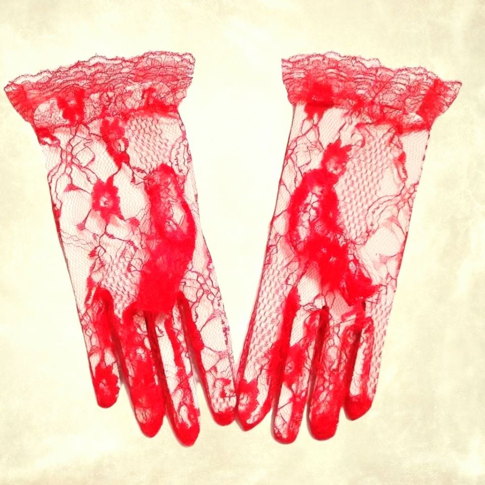 Barones Kırmızı Dantel Eldiven