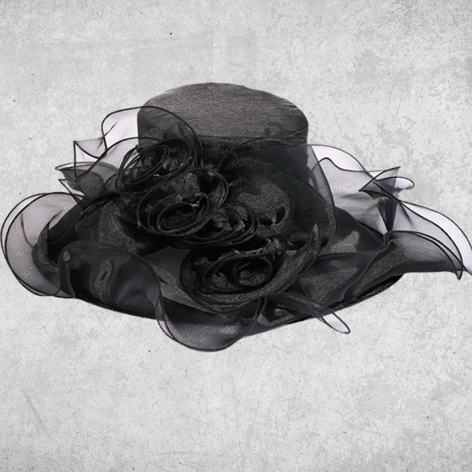 Yolanda Siyah Renk Elegan  Şapka 42 cm