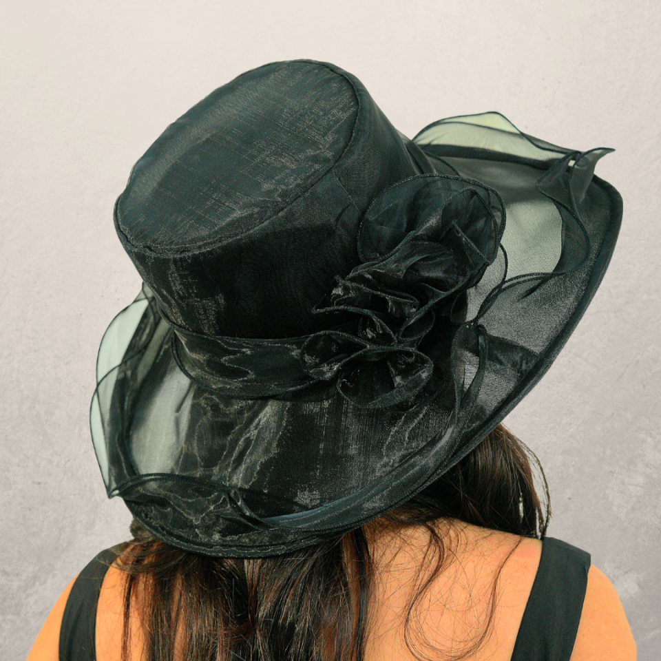 Yolanda Siyah Renk Elegan  Şapka 42 cm