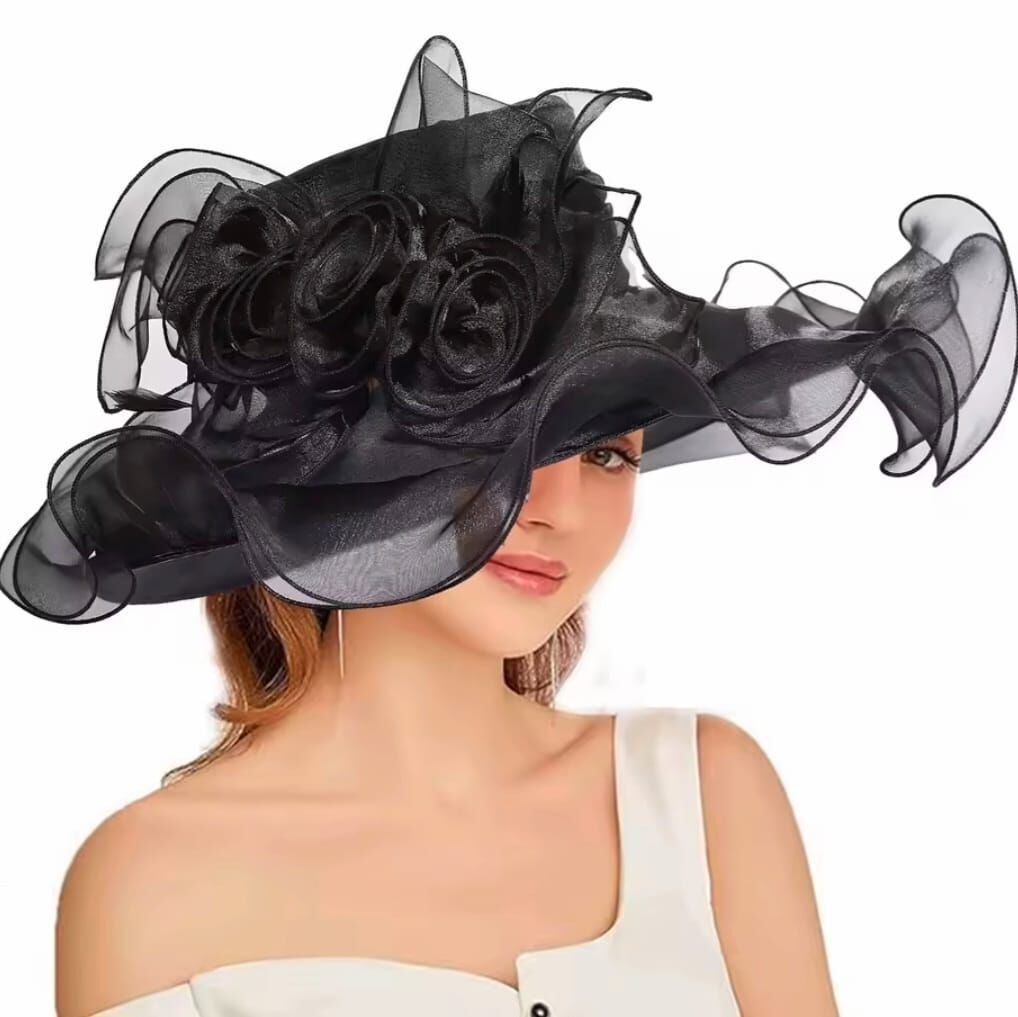 Yolanda Siyah Renk Elegan  Şapka 42 cm