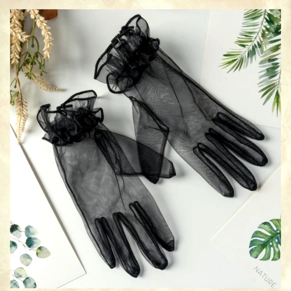 Leydi Siyah Organze Eldiven