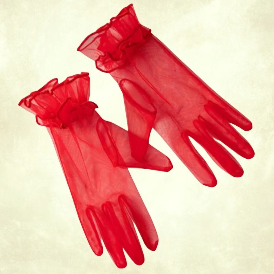 Leydi Kırmızı Renk Organze Eldiven