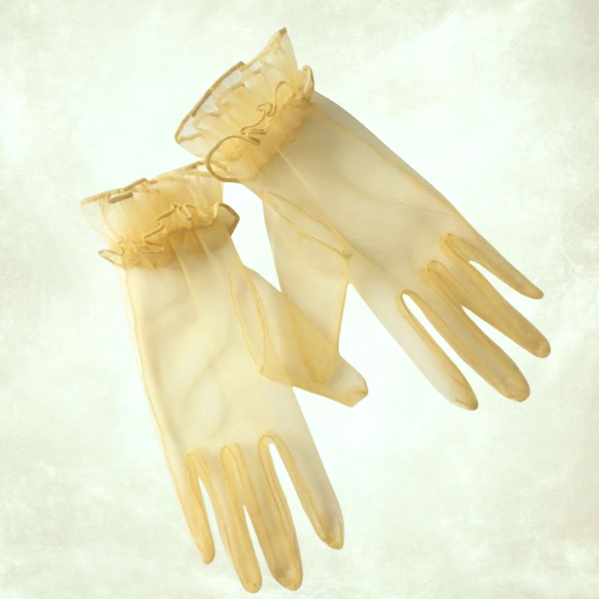 Leydi Bej Renk Organze  Eldiven