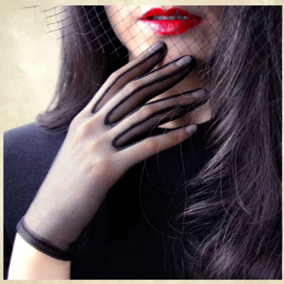 Leydi Siyah Organze Eldiven