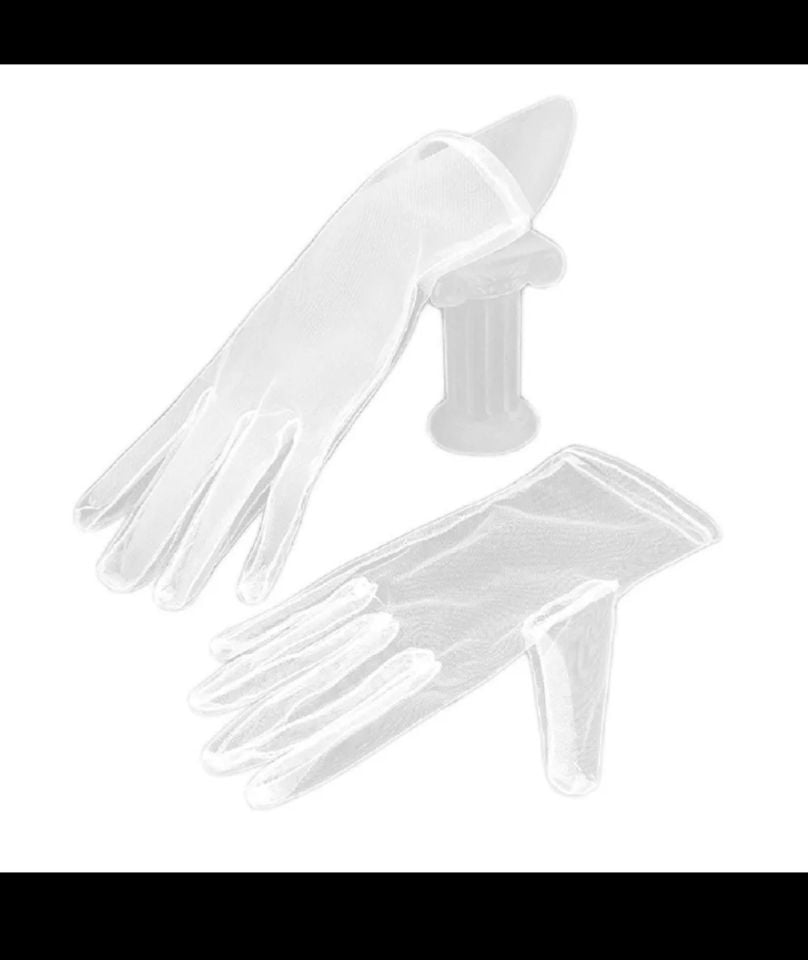 Leydi İnci  Beyaz Organze  Eldiven