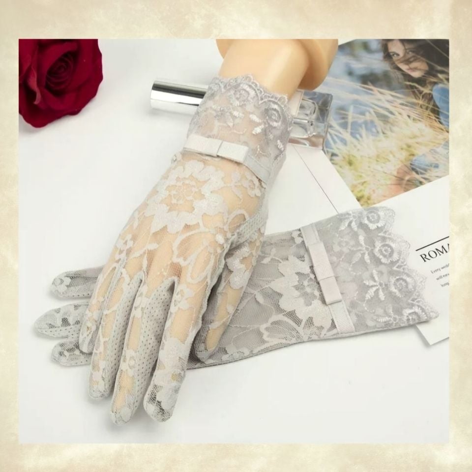 Gri Dantel Sürüş Eldiveni