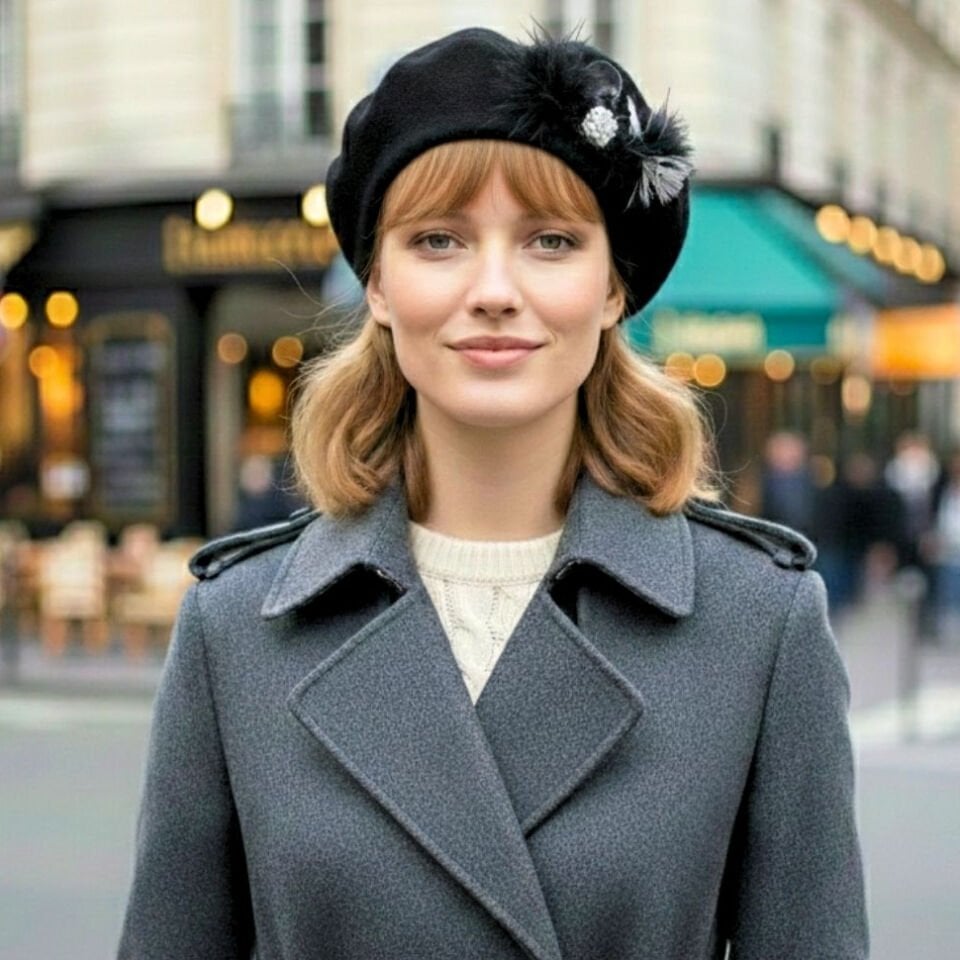 Amata Siyah Renk Ressam Bere Yetişkin Boy L Beden