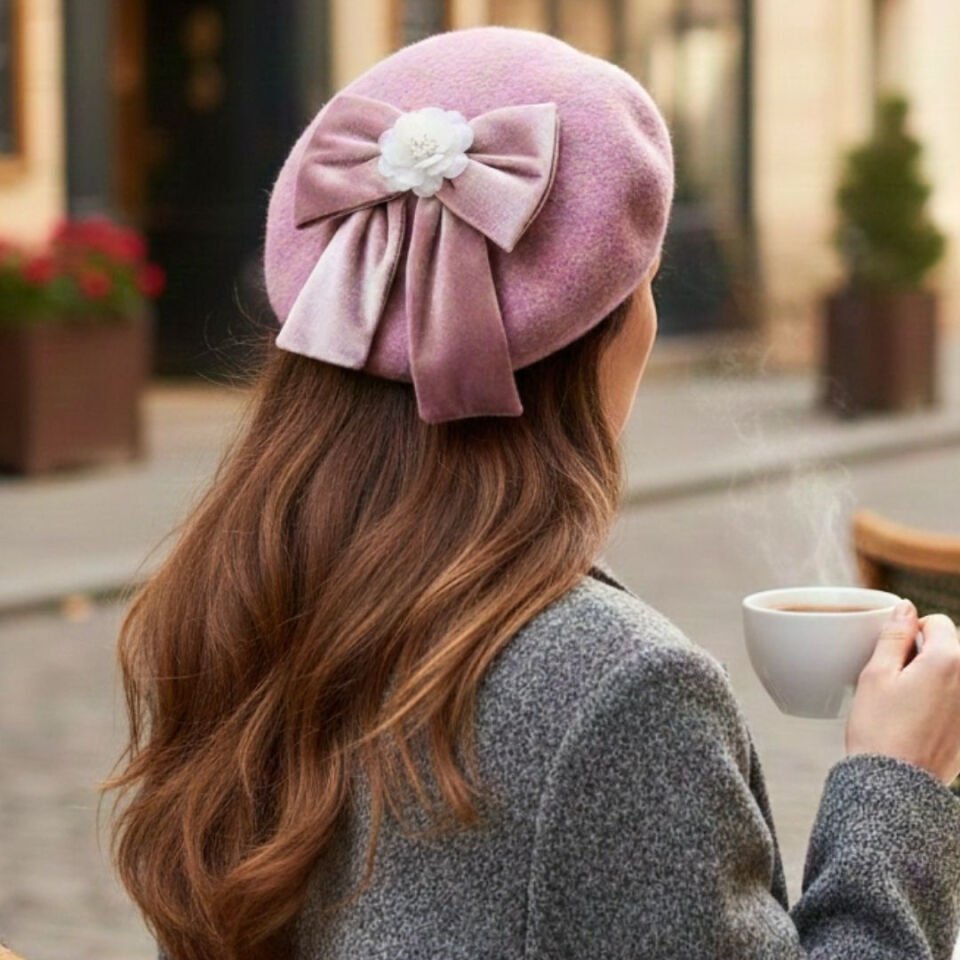 Amata Lavanta Renk Ressam Bere Yetişkin Boy M Beden