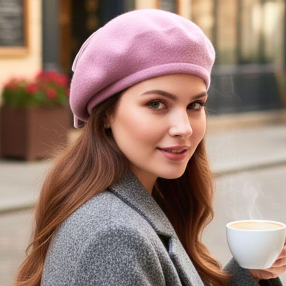 Amata Lavanta Renk Ressam Bere Yetişkin Boy M Beden