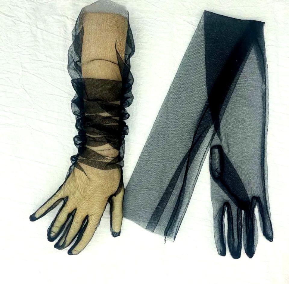 Leydi Siyah Organze Eldiven 60 cm