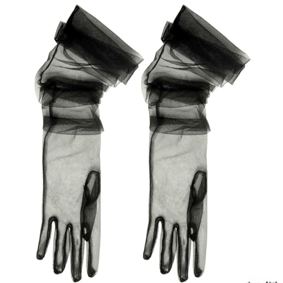 Leydi Siyah Renk  Organze Eldiven 60 cm