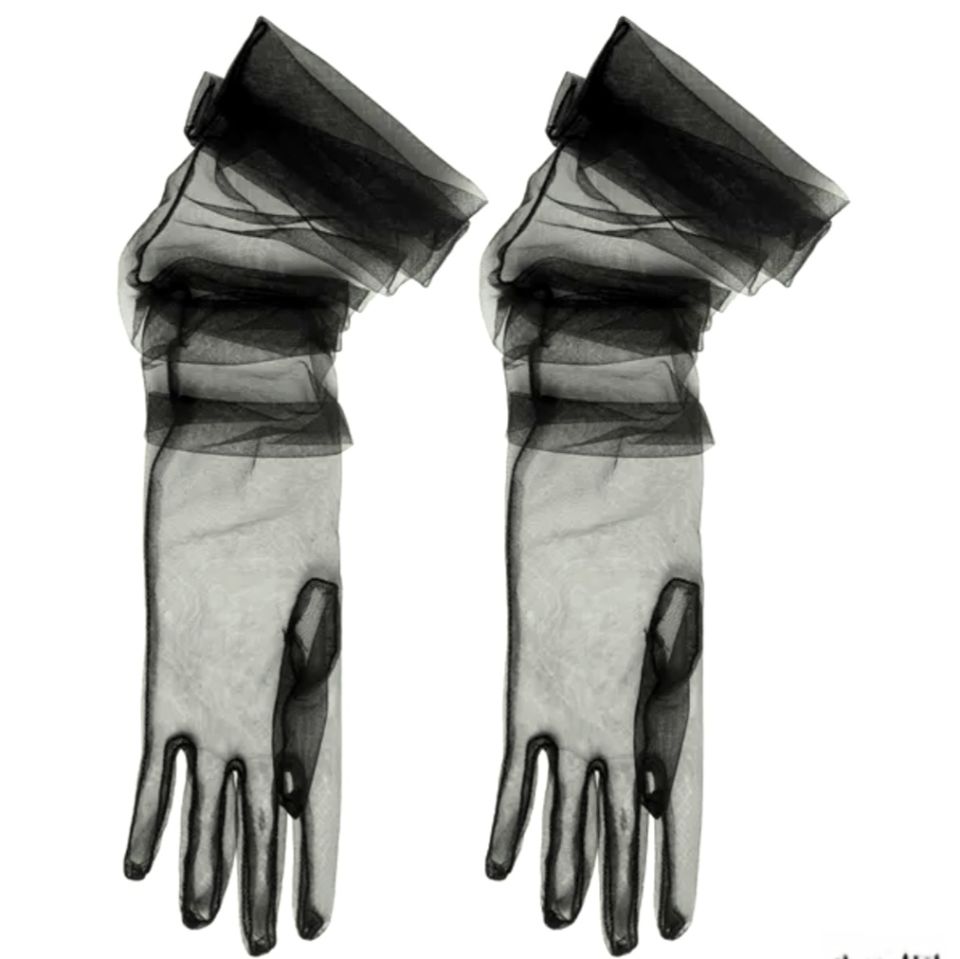 Leydi Siyah Organze Eldiven 60 cm