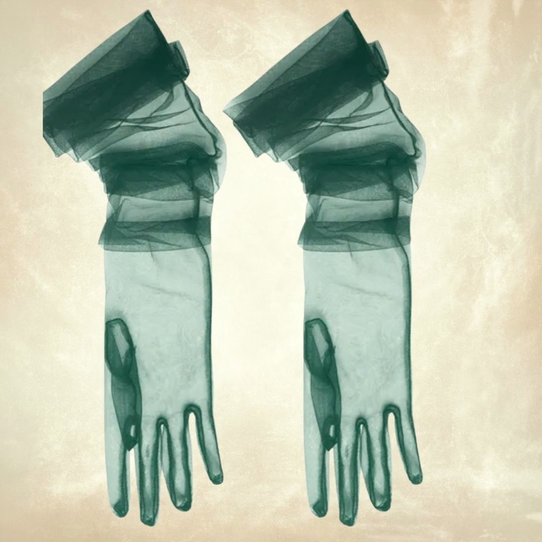 Leydi Yeşil Renk Organze Eldiven 60 cm