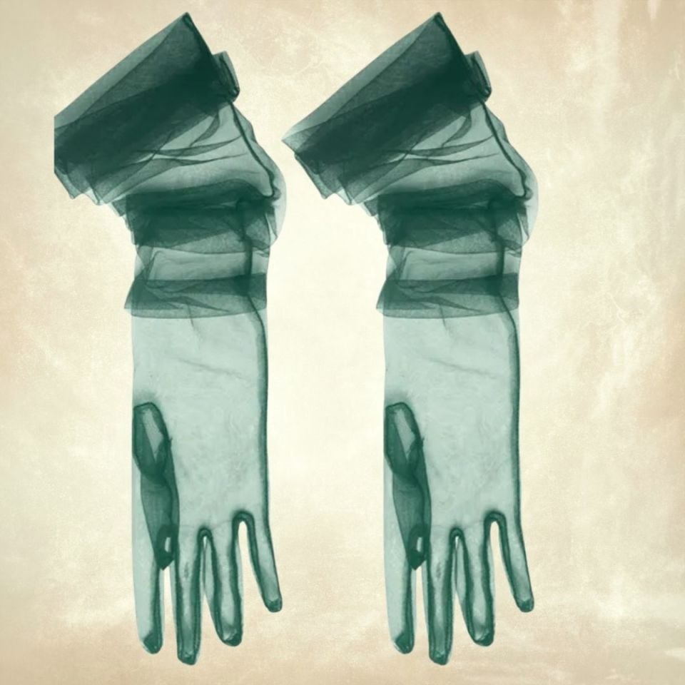 Leydi Yeşil Renk Organze Eldiven 60 cm