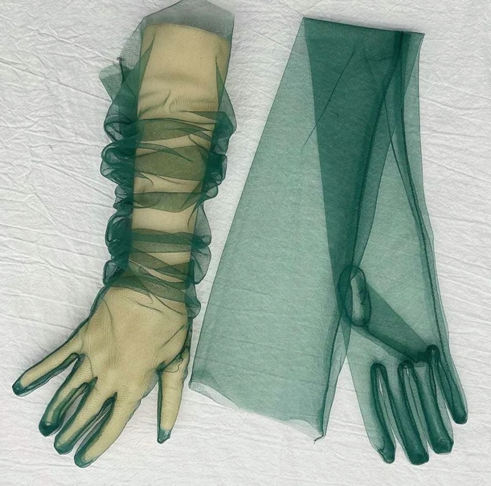 Leydi Yeşil Renk Organze Eldiven 60 cm