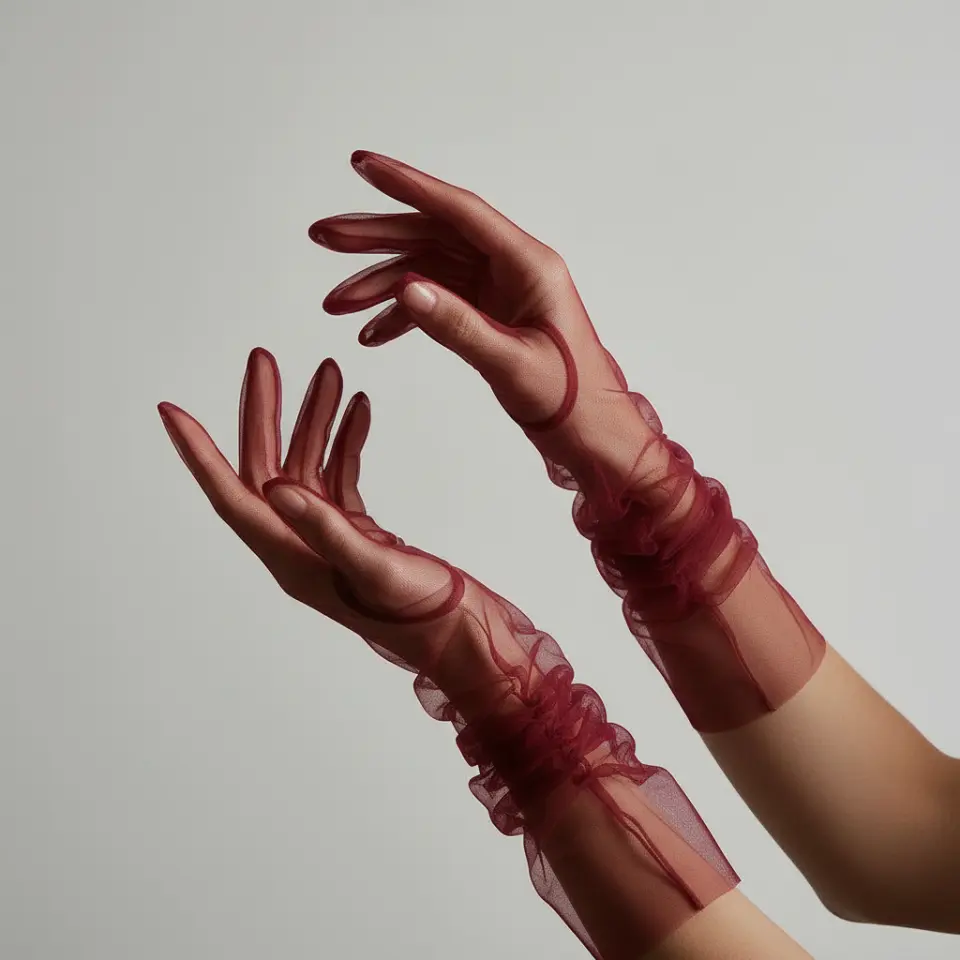 Lady Bordo Organze Eldiven 60 cm
