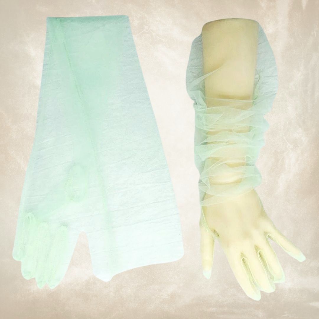 Leydi Mint Yeşil Renk Organze Eldiven 60 cm