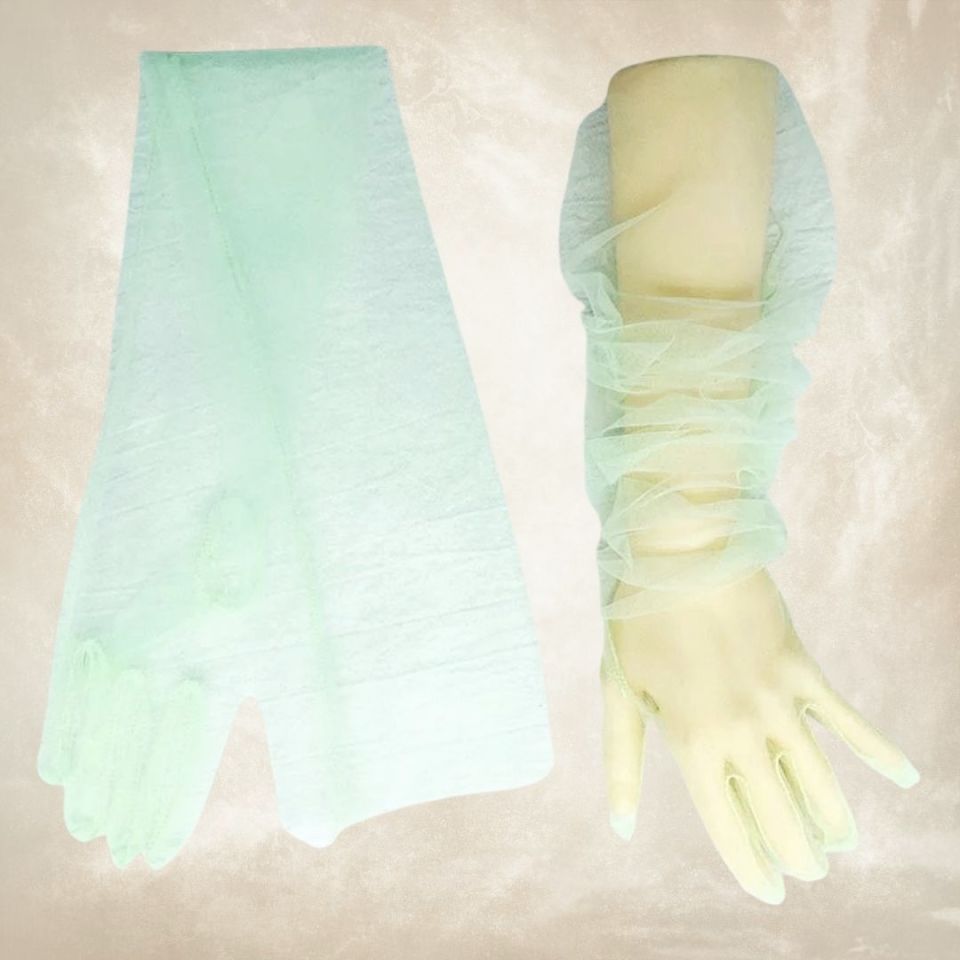 Leydi Mint Yeşil Organze Eldiven 60 cm