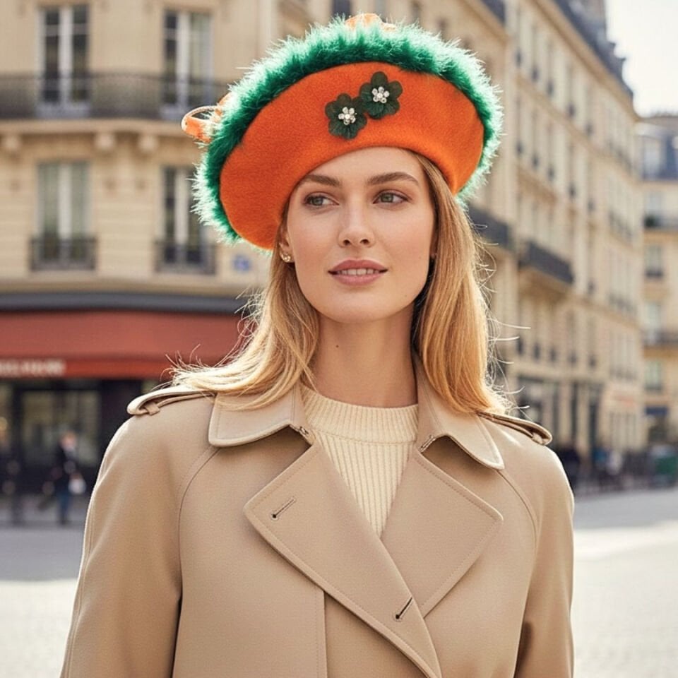 Amata Turuncu Yeşil Renkli Ressam Bere Yetişkin Boy