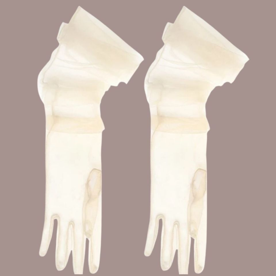 Leydi Şampanya Renk Organze Eldiven 60 cm