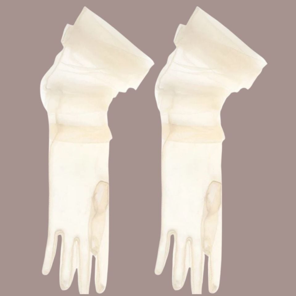 Leydi Şampanya Renk Organze Eldiven 60 cm