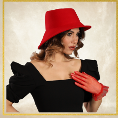 Vafara  Asimetrik Kırmızı Renk Kaşe Kumaş Şapka