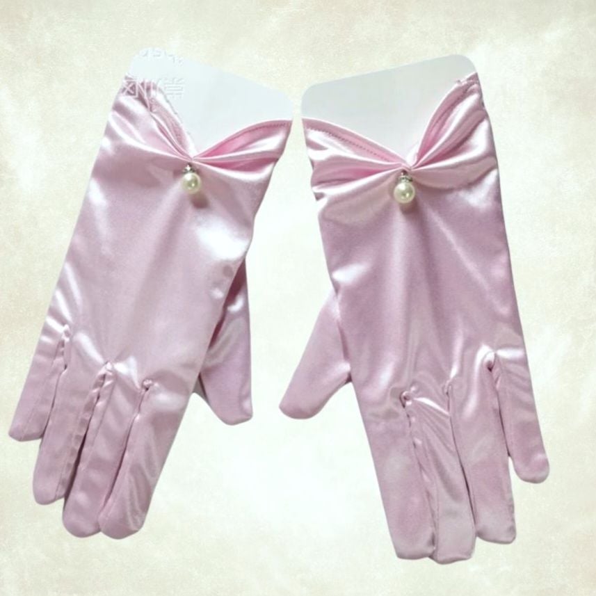 Opera Pembe Renk Saten Eldiven