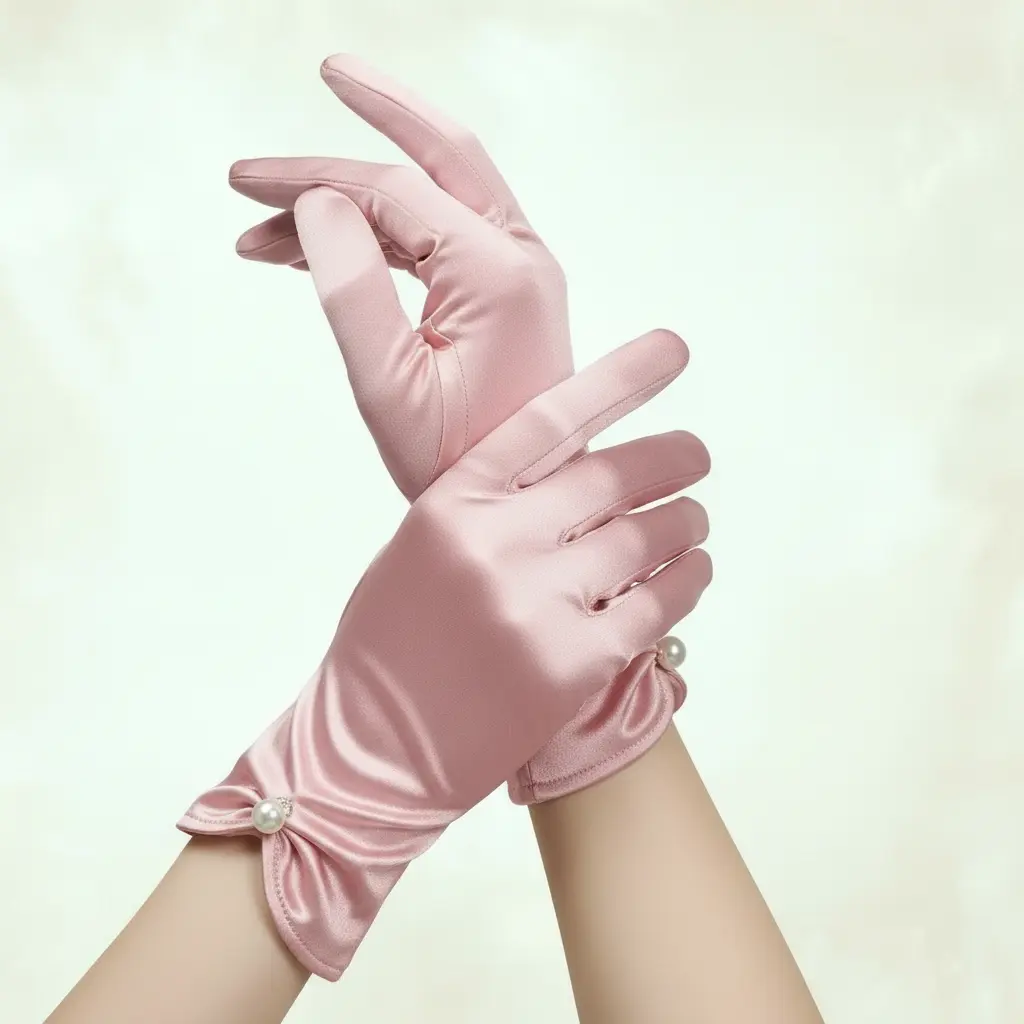 Opera Pembe Saten Eldiven
