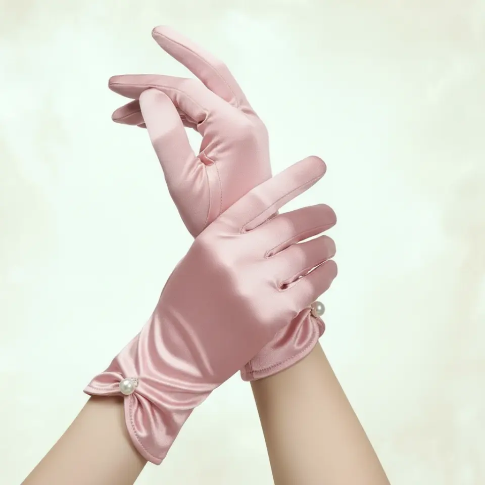 Opera Pembe Saten Eldiven