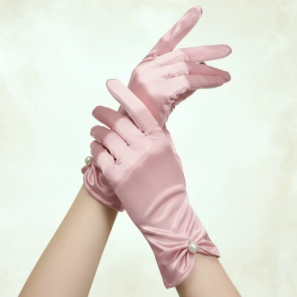 Opera Pembe Saten Eldiven