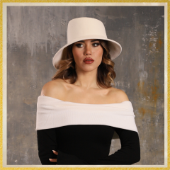 Vafara Asimetrik Krem Renk  Şapka