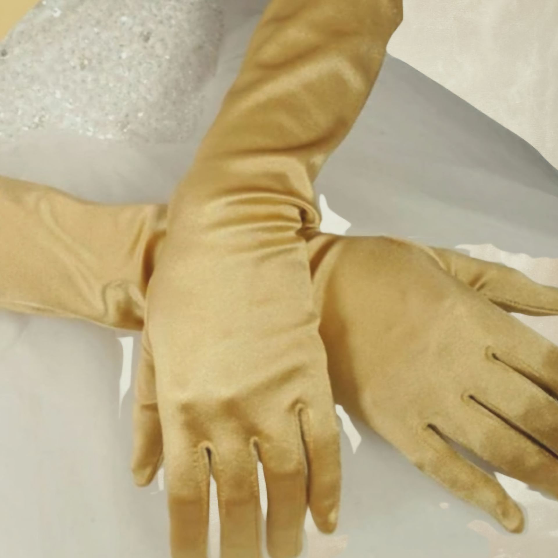 Opera Gold İpek Saten Eldiven 38 cm